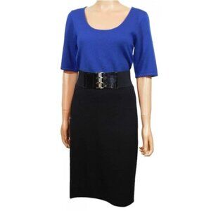 Antonio Melani Dress Royal Blue Medium 6 8 10 Stretch Belt Black Career Church